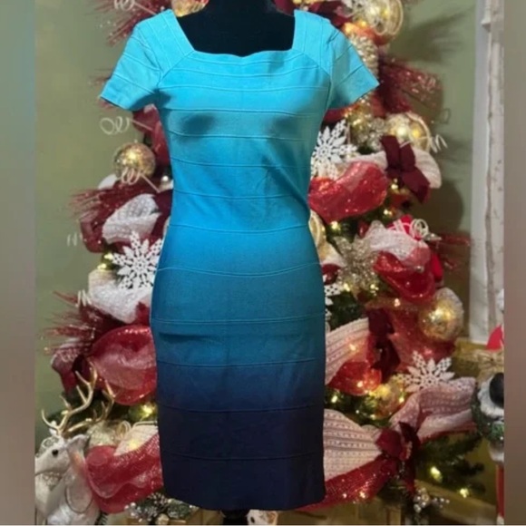 INC International Concepts Blue Gradient Mini Dress - Picture 9 of 10